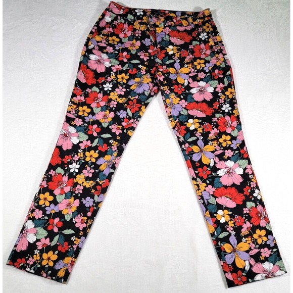 Calliope Pants - Calliope Women's Size Medium 29 Mid-Rise Curvy Straight Floral Italian Trousers